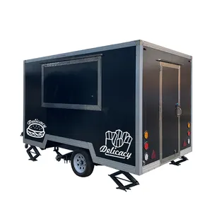 Street Fast Food Trailer Fully Equipped Kitchen Truck With Sliding Windows Ice Cream Food Trailers