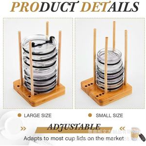 Wooden <b>Cup</b> Lid Storage Rack Square Desktop Organizer For Coffee Shop Bar Counter <b>Disposable</b> <b>Cups</b> - Product Image 5