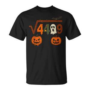 Camiseta con meme de Halloween de Square Root Of 4489, unisex, para adultos, negra, 100% algodón - Product Image 1