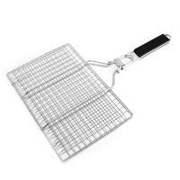 Panier de barbecue pliable en acier inoxydable, filet rectangulaire pour légumes et poisson, facile à utiliser, outil de barbecue au charbon de bois pour l'extérieur