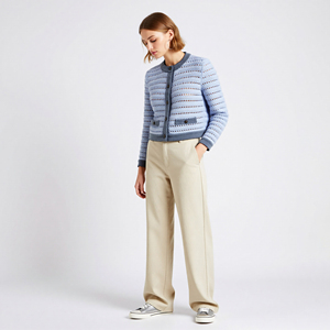 <span class=keywords><strong>Cardigan</strong></span> <span class=keywords><strong>Grigio</strong></span> a Collo Tondo Traforato per <span class=keywords><strong>Donna</strong></span>, Sottile e Corto, Monopetto, Maglione Leggero e Traspirante - Product Image 2