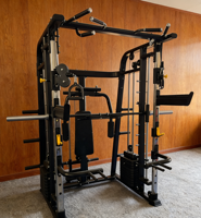 Machine Smith multifonctionnelle en acier inoxydable pour usage domestique – Entraînement complet pour squats, fitness, exercices de musculation (poitrine, jambes, corps entier)