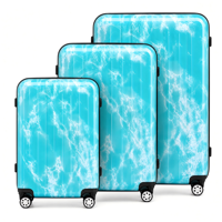 Ensemble de bagages ABS 3 pièces, valise rigide imprimée vagues océaniques, 20, 24, 28 pouces, valise à roulettes, valise de voyage