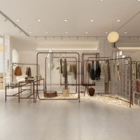 Porte-vêtements de luxe en acier inoxydable doré, pour boutique moderne