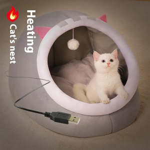 Chenil pour animaux de compagnie quatre saisons tissu à motif solide semi-fermé chaud en hiver avec boîtes d'emballage pour chats chiens choix populaire - Product Image 6