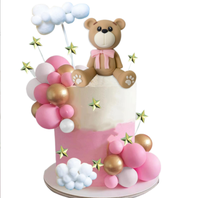 Le dernier ensemble de 33 pièces de décorations de gâteau Ours avec nœuds, étoiles et nuages pour les fêtes d'anniversaire des enfants