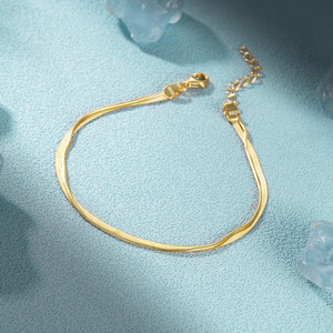 Bracelet chaîne serpent double couche CANNER en or 18 carats et argent 925, style minimaliste, bijoux pour femme - Product Image 3