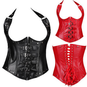 Corsets en cuir PU avec Rivets en acier pour <span class=keywords><strong>femmes</strong></span> Sexy Lingerie gilet uniforme Corset taille façonnage vêtement - Product Image 2