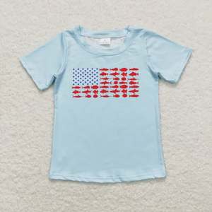 7 camisetas con rayas azules y rojas para bebés, niños y niñas, con estrellas del 4 de julio - Product Image 2