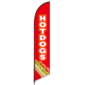 Stampa personalizzata 2.3x 11.1ft piuma bandiera spiaggia Hot Dog supermercato speciale doppio lato digitale tecnica di stampa bandiera coltello bandiera - Product Image 1