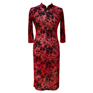 ชุดเดรสยาวสไตล์จีนชุดกี่เพ้าชุดเดรสยาวสไตล์เรียบง่ายผ่าข้าง - Product Image 5