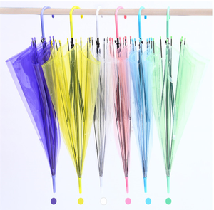 Đầy màu sắc trong suốt dài xử lý thời trang mưa tự động mở ô với logo - Product Image 1