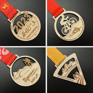 Fabricante Medallas de madera personalizadas Artesanía artesanal Medalla de carrera MDF <span class=keywords><strong>Dport</strong></span> Premio Medalla de madera para recuerdo - Product Image 5