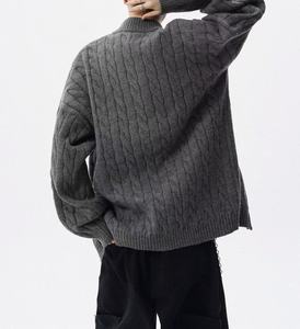 Cardigan en laine tricoté <span class=keywords><strong>torsadé</strong></span> pour <span class=keywords><strong>homme</strong></span>, <span class=keywords><strong>col</strong></span> <span class=keywords><strong>montant</strong></span>, coupe décontractée, anti-rétrécissement, anti-boulochage, idéal pour l'hiver - Product Image 6