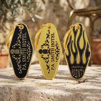 Porte-clés de motel personnalisé en alliage de zinc émaillé, plaqué or vintage, avec logo pour cadeau promotionnel