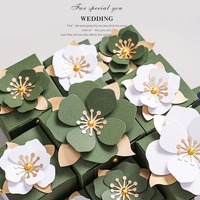 Boîte cadeau personnalisée, emballage vert pour bonbons de mariage, boîte en papier pour chocolats de fête