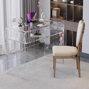 Table d'appoint moderne contractée en acrylique à grains transparents Table basse à la mode Table à thé ondulée à l'eau pour l'étude du bureau à domicile - Product Image 1