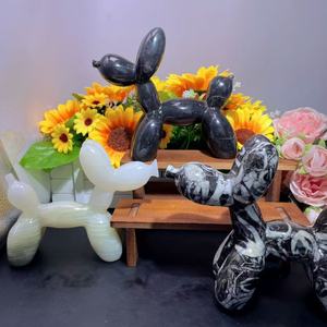 Venta al por mayor de artículos populares: Figura de perro globo de jade con fósiles marinos coloridos, artesanía de cristal curativo con animales de cueva para decoración del hogar - Product Image 1