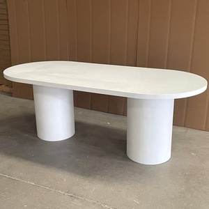Mesa de Comedor Ovalada de Madera con Acabado de Microcemento Pintado Personalizado <span class=keywords><strong>2026</strong></span>, Muebles de Comedor con Influencias Minimalistas del Fabricante - Product Image 5