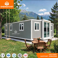 Maison préfabriquée hors réseau de 40 pieds, cabane grise de 70 m² pour les vacances, adaptée aux régions des États-Unis, d'Europe, d'Australie, des Caraïbes et du sud-est de l'Amérique centrale.