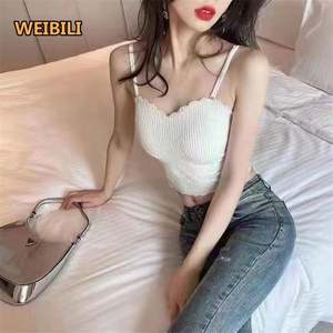 Ropa interior de látex Halter Tube <span class=keywords><strong>Top</strong></span> chaleco inalámbrico nuevo Bralette <span class=keywords><strong>Bandeau</strong></span> sujetador <span class=keywords><strong>tirantes</strong></span> mujeres hielo seda encaje pecho envoltura - Product Image 2