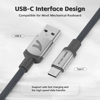 Cable USB Tipo-C en Espiral Attack Shark C01PRO, Conductor de Cobre Estañado, Revestimiento de Nailon+PET, Carga para Teclado Mecánico