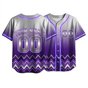 Custom Gradient Baseball Jersey Purple <b>Silver</b> Fade Chevron Pattern Personalized Name Number Full Button Team Uniform Wholesale - Product Image 1