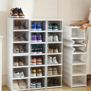 <span class=keywords><strong>Scatola</strong></span> Portascarpe Trasparente in Plastica Monopezzo, Senza Installazione, Tipo Cassetto, Pieghevole, Multistrato, Mobile, Spessa - Product Image 3