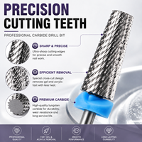 Fraise à ongles professionnelle OEM ODM 5 en 1 en carbure de tungstène à coupe croisée, argentée, avec tige de 2,35 mm pour le retrait de gel acrylique