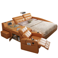 Juego de Sofá Cama de Cuero de Lujo 2025, Tamaño XL, Multifuncional, con Almacenamiento y Función de Masaje, Colchón Doble, Muebles para Dormitorio