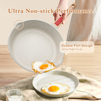 Batterie de cuisine antiadhésive en aluminium moulé OEM, compatible induction, avec poêle à sauter et ensemble de casseroles antiadhésives effet granit, poêle à frire avec poignée amovible