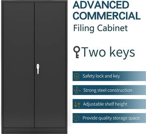 Tủ lưu trữ kim loại với 2 cửa và 4 kệ có thể điều chỉnh, tủ thép cao 71 inch cho nhà kho, nhà để xe, nhà, văn phòng - Product Image 5