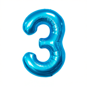 Ballons de fête en forme de chiffres bleus N3 45cm, lot de 12 - Product Image 3