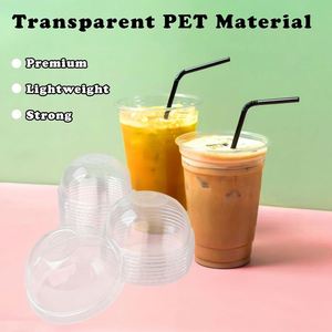 ฝาครอบแก้วพลาสติกใสแบบใช้แล้วทิ้ง Conehoy 210 ชิ้น รุ่น Modern Plastic Dome Bulk Straw Slot สำหรับแก้วขนาด 12 16 20 24 ออนซ์ เหมาะสำหรับเครื่องดื่มปั่น - Product Image 4