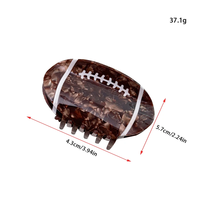 Pince à cheveux en acétate épissé pour le rugby et le football Pince à cheveux pour queue de cheval personnalisée à la mode pour femmes Pinces à cheveux en forme de rugby