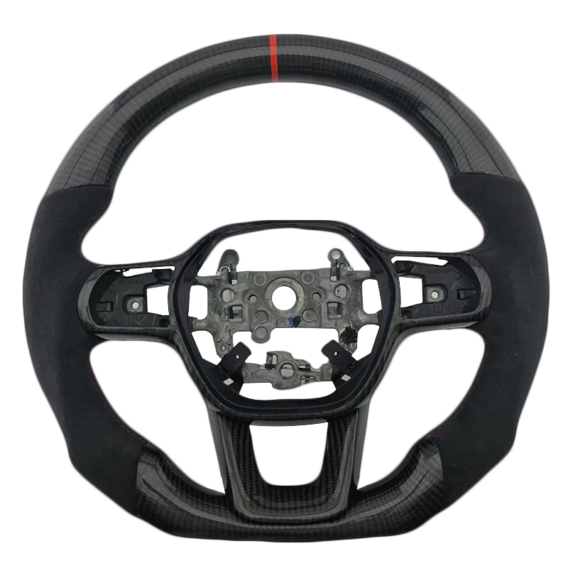 Fibre de carbone + Alcantara + Bande rouge sur le dessus + Surpiqûres rouges