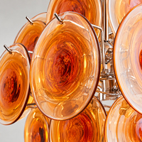 Lustre en verre artistique de luxe, style médiéval français, avec disques dégradés ambrés, en grappe, luminaire suspendu vintage pour villa, salon, salle à manger, hall d'entrée