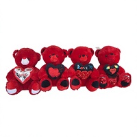 Peluche Ours Rouge Super Douce en Coton PP, Tenant un Cœur, Assise, Cadeau d'Anniversaire et de Saint-Valentin, Boîte Cadeau