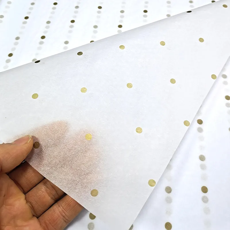 OEM Paw พิมพ์กระดาษทิชชูห่อกระดาษทิชชูสีขาวที่มีการพิมพ์จุดทอง