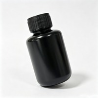 Flacon réactif en plastique HDPE noir opaque de 125 ml avec bouchon à vis, flacon rond pour échantillons, pour l'emballage de matières premières chimiques sensibles à la lumière