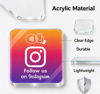 Plaque NFC personnalisée en acrylique pour réseaux sociaux, autocollant de table NFC « Tap to Follow » Instagram, bord transparent, programmable pour les services et les magasins