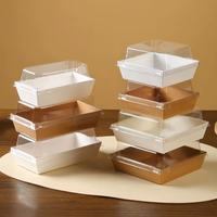 Boîte à sandwich populaire en papier kraft blanc et brun, recyclable, écologique, avec couvercle transparent, pour boulangerie, à emporter, pour gâteaux, doux, beignets, emballage alimentaire