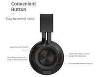Headphone nirkabel, Headset nirkabel Stereo Hi-Fi dapat dilipat, penutup telinga lembut di telinga, Mode kabel mikrofon bawaan