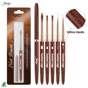 Ensemble <span class=keywords><strong>de</strong></span> pinceaux à ongles en nylon avec manche métallique brillant marron et logo personnalisé, pinceau liner et pinceau gel pour équipement <span class=keywords><strong>de</strong></span> salon - Product Image 2