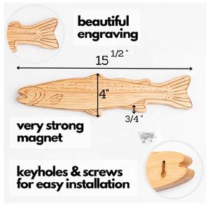 Bandes magnétiques adhésives murales pour couteaux <span class=keywords><strong>Porte</strong></span>-<span class=keywords><strong>couteau</strong></span> magnétique de qualité supérieure en forme de poisson en bois - Product Image 3