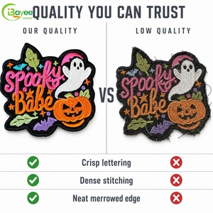 Parche Bordado de Chenilla con Lentejuelas y Purpurina, Diseño de Lazo Espeluznante de Halloween, Grande, Personalizado, al por Mayor, Termoadhesivo para Ropa - Product Image 2