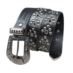 Cintura di Design per Uomo e Donna, Stile Punk Y2K Street Wear, con Borchie e Occhielli, Cintura per Jeans Completamente Rivettata, Cintura Gotica alla Moda in PU - Product Image 2