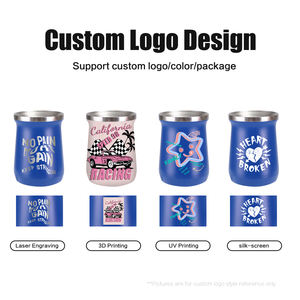 Vasos Personalizados con Logotipo para <span class=keywords><strong>Mate</strong></span>, Botella de Agua Azul de 8oz, Vaso de Viaje de Acero Inoxidable 304 para Festival del Té - Product Image 4