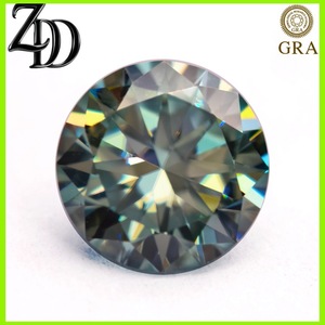 Light Green Round Moissanite Loose Stone Synthetic Lab Created For Jewelry Making GRA Certified - Product Image 1
