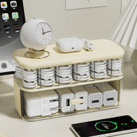 Boîte de rangement de câbles de bureau en plastique transparente, organiseur de câbles, bac de gestion des câbles, conteneur de rangement pour chargeurs et fils pour la maison et le bureau
